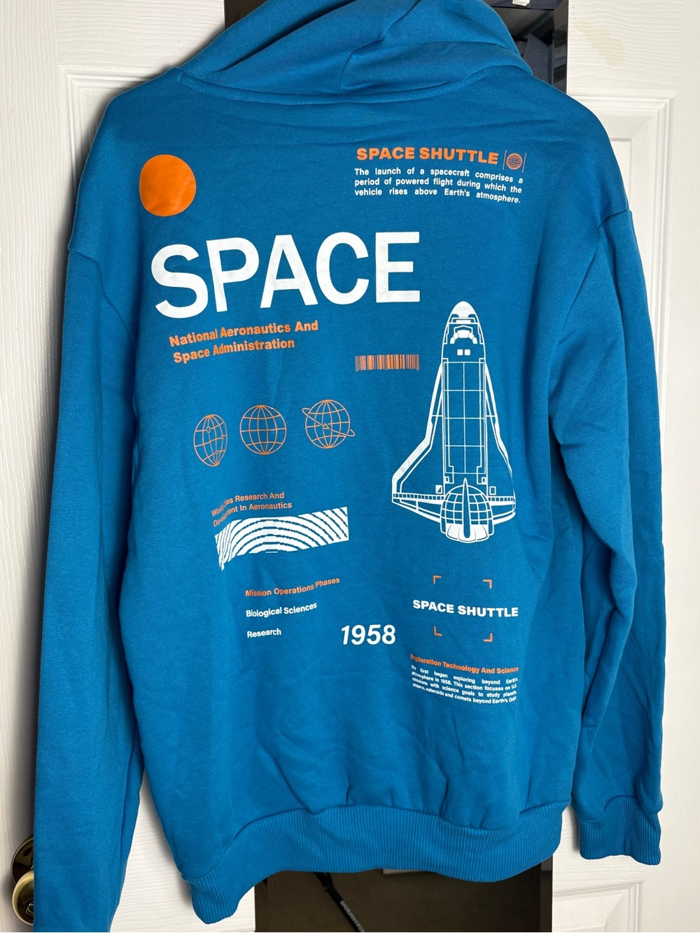 Space Shuttle Graphic Hooded Sweatshirt - Blue